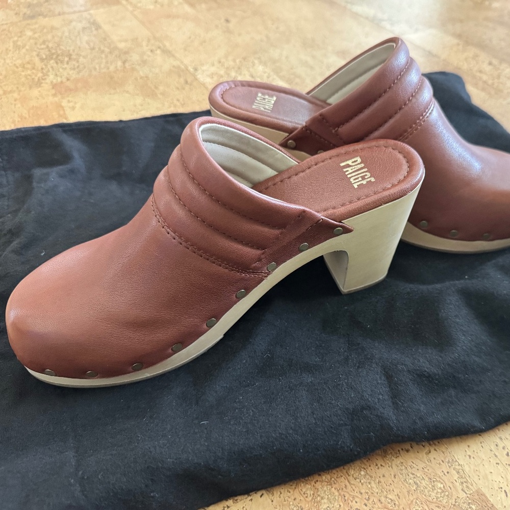 Paige Brown Leather Clogs